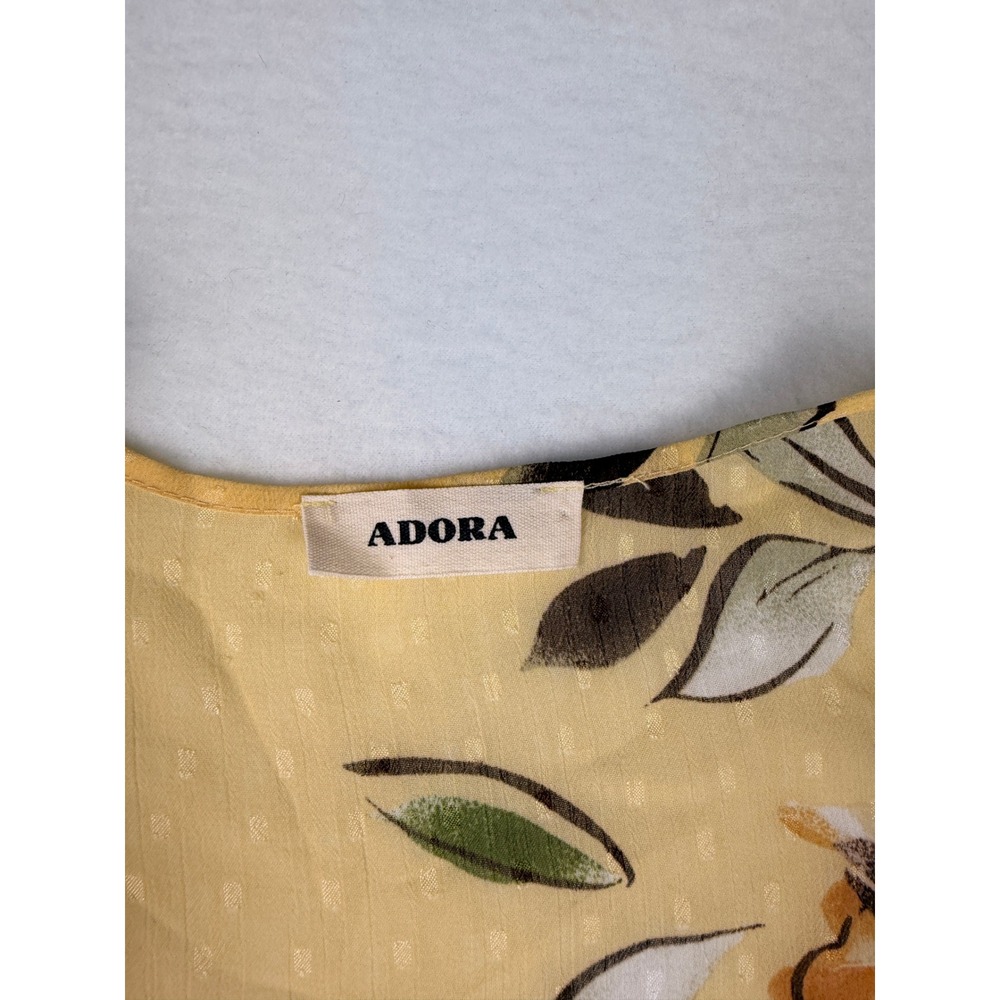 Adora Yellow Floral Clip Dot Kimono Wrap Top Mixed Print Ruffle Sleeve USA Made - Picture 2 of 5